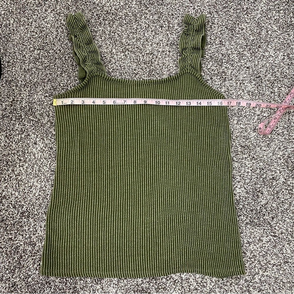 Blue Buttercup Green Ribbed Ruffle Tanktop Women's Size Small - Picture 5 of 6